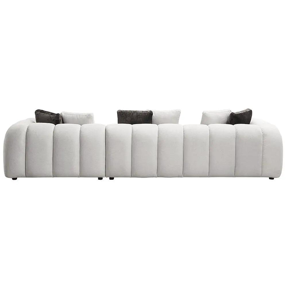 Manilla - Sectional Sofa With 8 Pillows - Ivory White Linen by Unique Piece Furniture