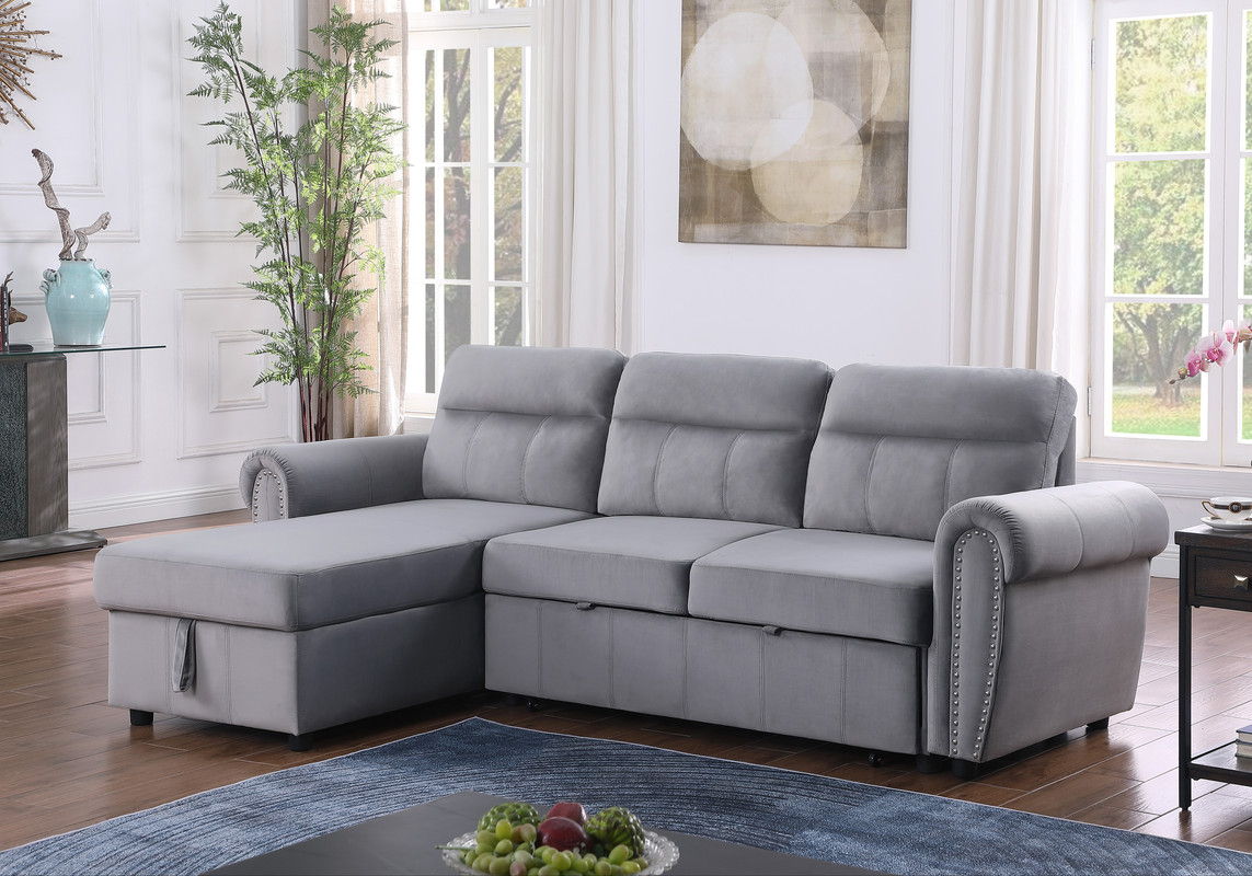 Ashton - Reversible Sleeper Sectional Sofa Chaise by HouseOfZazla