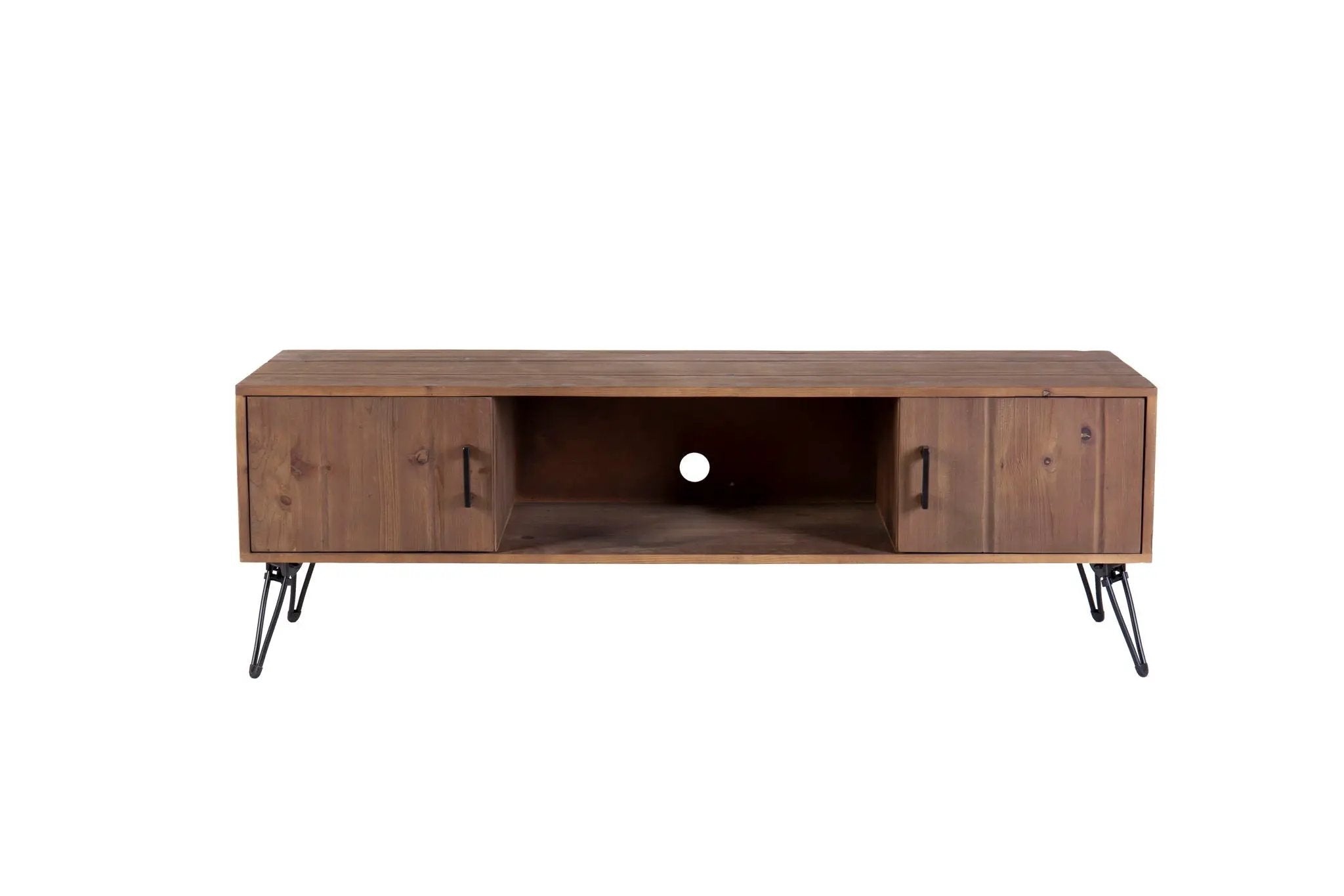 Industrial Style Reclaimed Wood Media TV Stand With Storage Cabinet For Living Media Room - Natural by Unique Piece Furniture