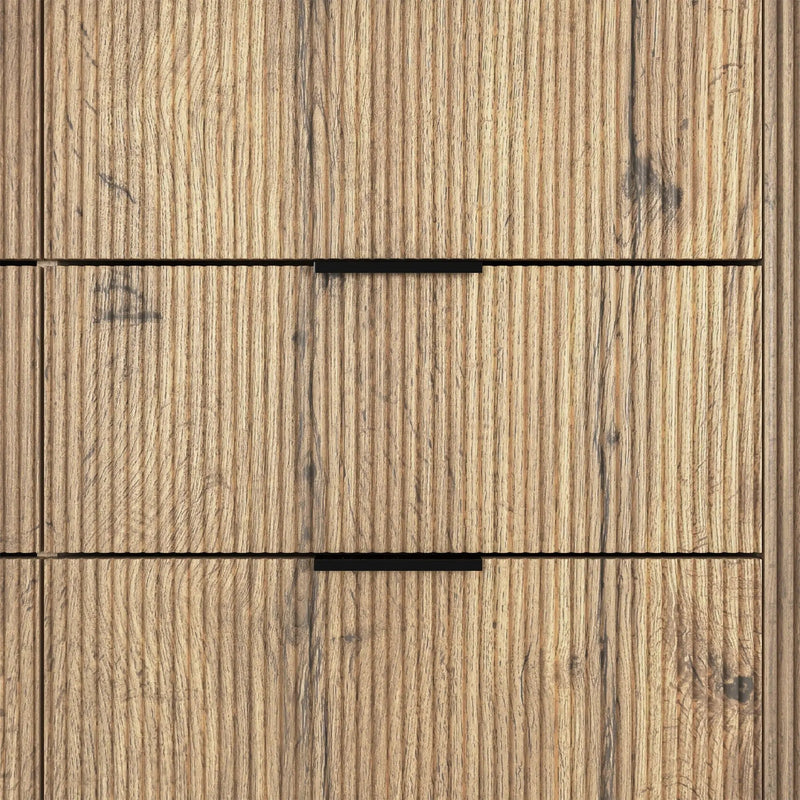 Modern 6 Drawer Cabinet With Metal Rounded Corners And Exquisite Handles Multi Functional Storage - Natural Wood by HouseOfZazla