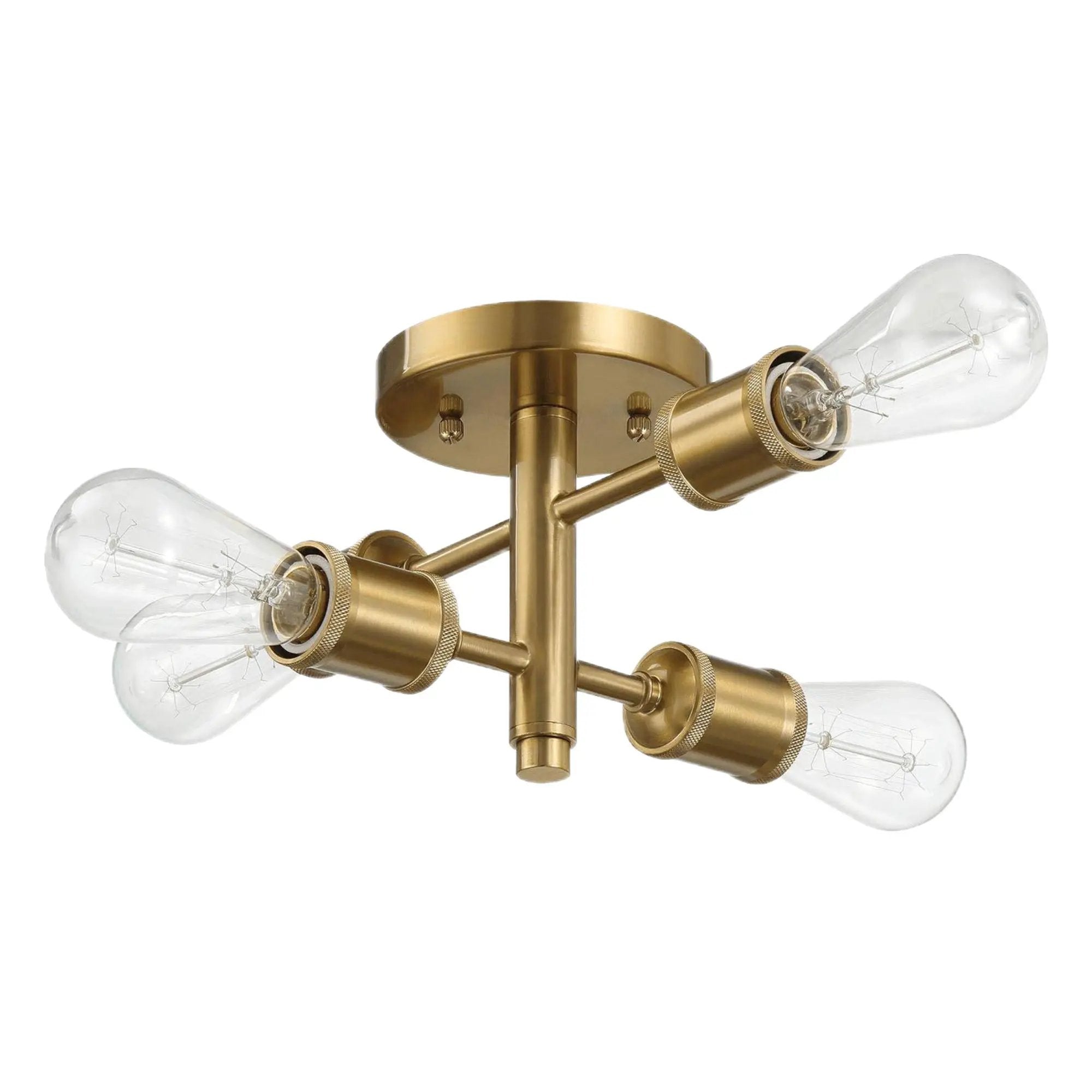 Ephemeral - 4 Lights Semi Flush Mount Ceiling Pendant - Antique Brass / Clear / Gold by Unique Piece Furniture