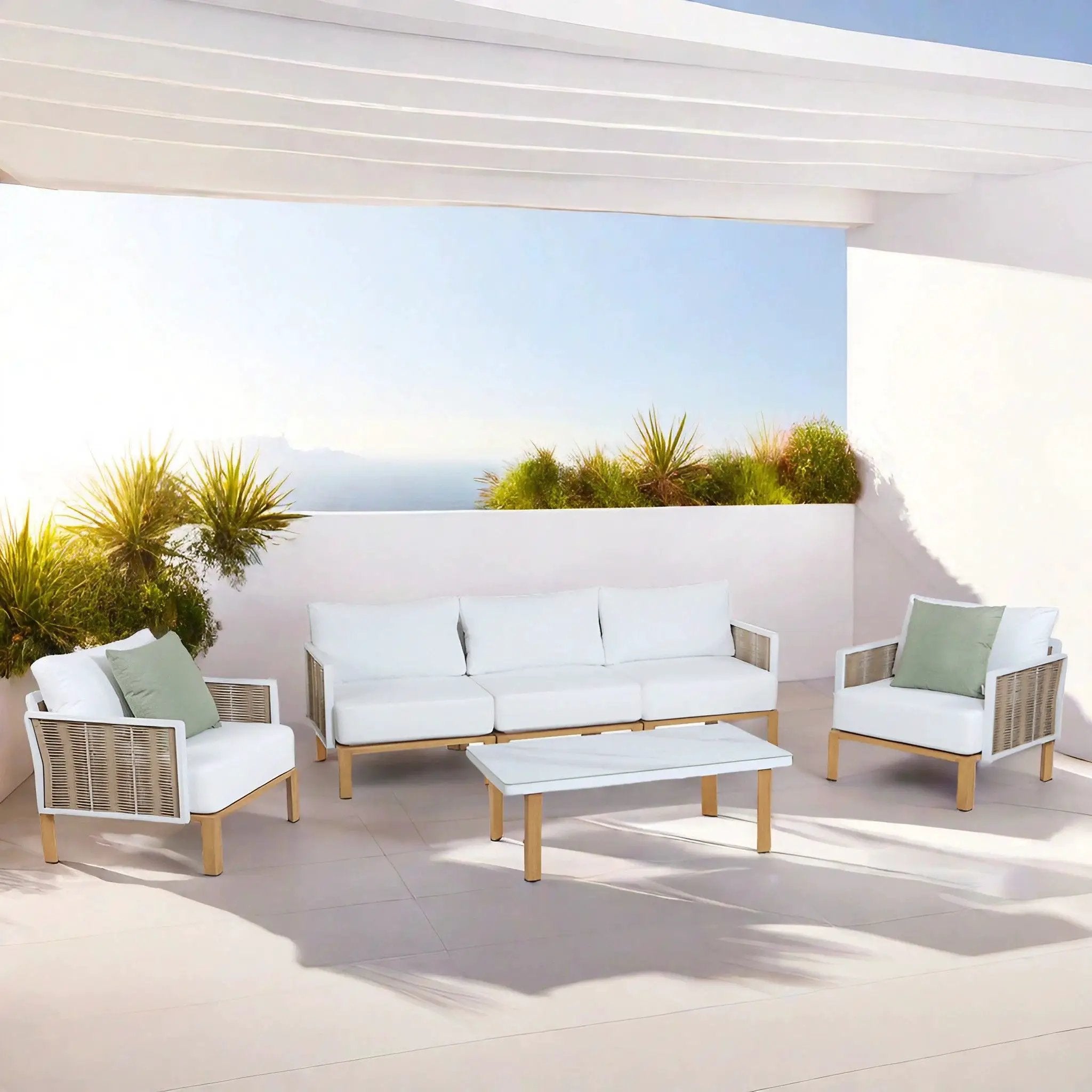 Vine - 4 Piece Outdoor Conversation Set - White by HouseOfZazla