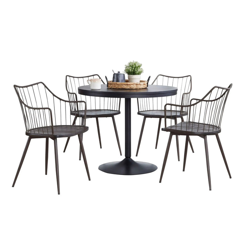 Dakota Winston - 5 Piece Contemporary Dining Set - Black / Brown / Dark Walnut by HouseOfZazla