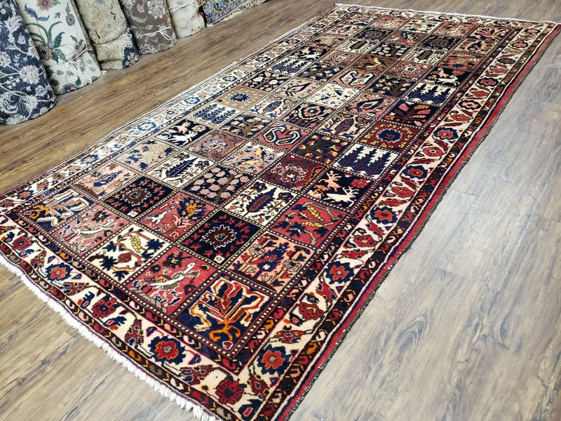 Antique Persian Bakhtiari Rug circa 1920s, Kheshti Panel Design, Wool, Hand-Knotted, 5'3" x 10' by Jewel Rugs