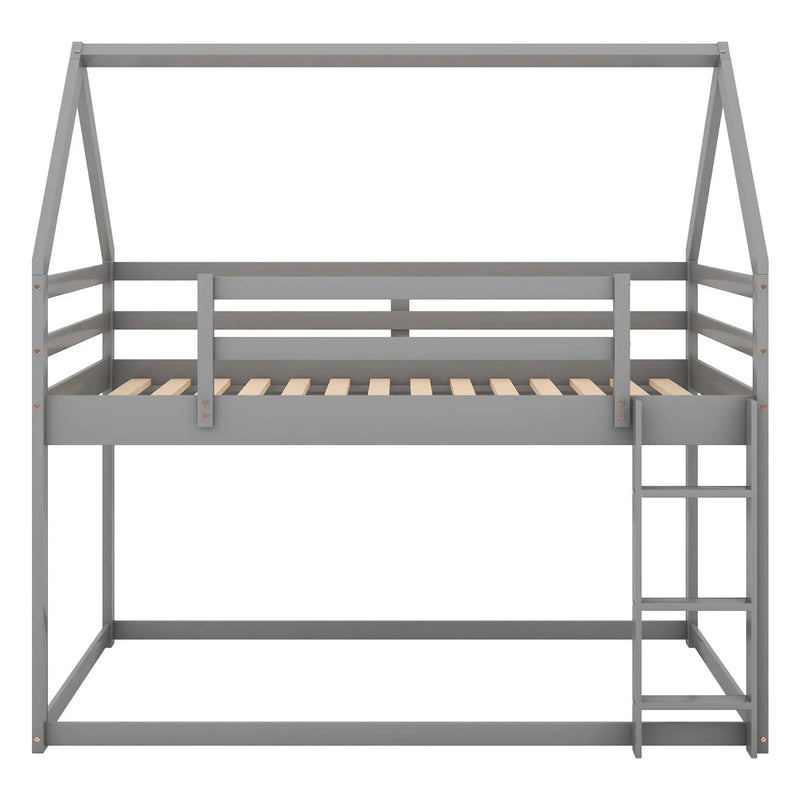 Low Bunk Bed With House Shaped Frame And Ladder by HouseOfZazla