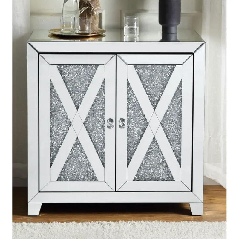 Noralie - 2 Door Console Cabinet - Mirrored & Faux Diamonds by Unique Piece Furniture