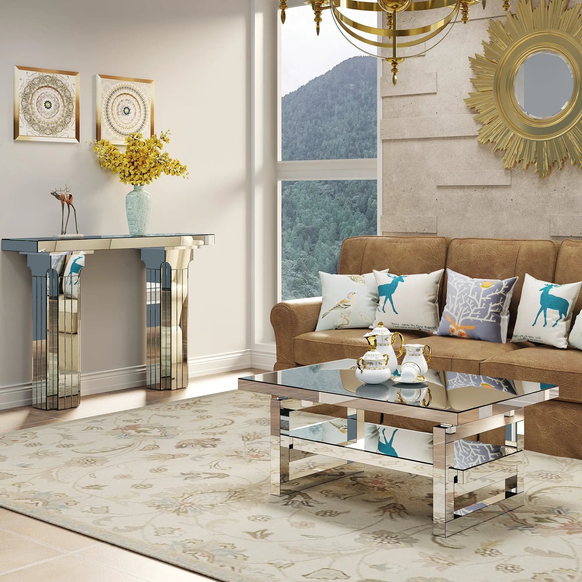 Mirrored Console Table Wide Bling by HouseOfZazla