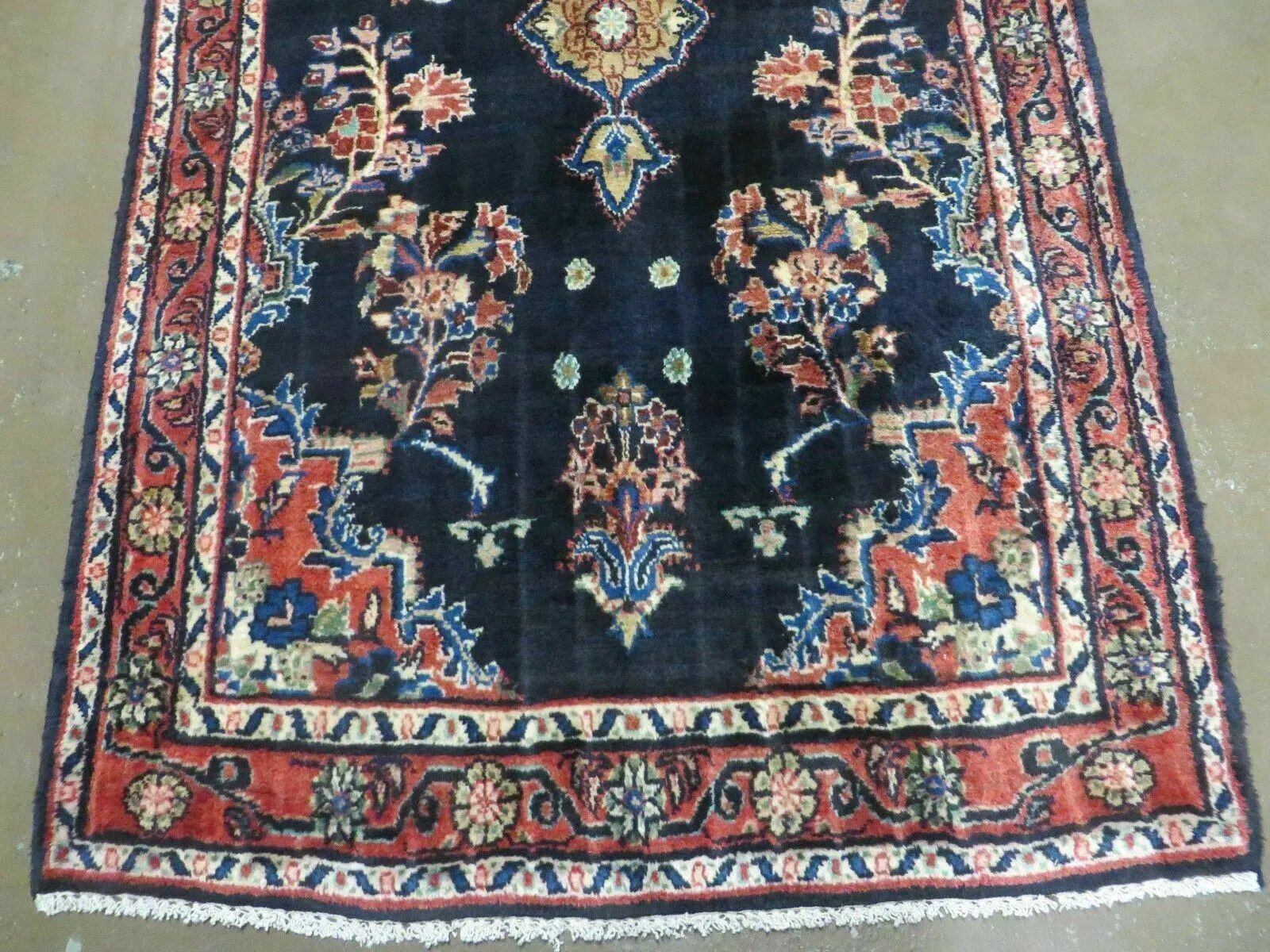 Persian Runner Rug 4x11, Navy Blue Antique Lilihan Runner by Jewel Rugs