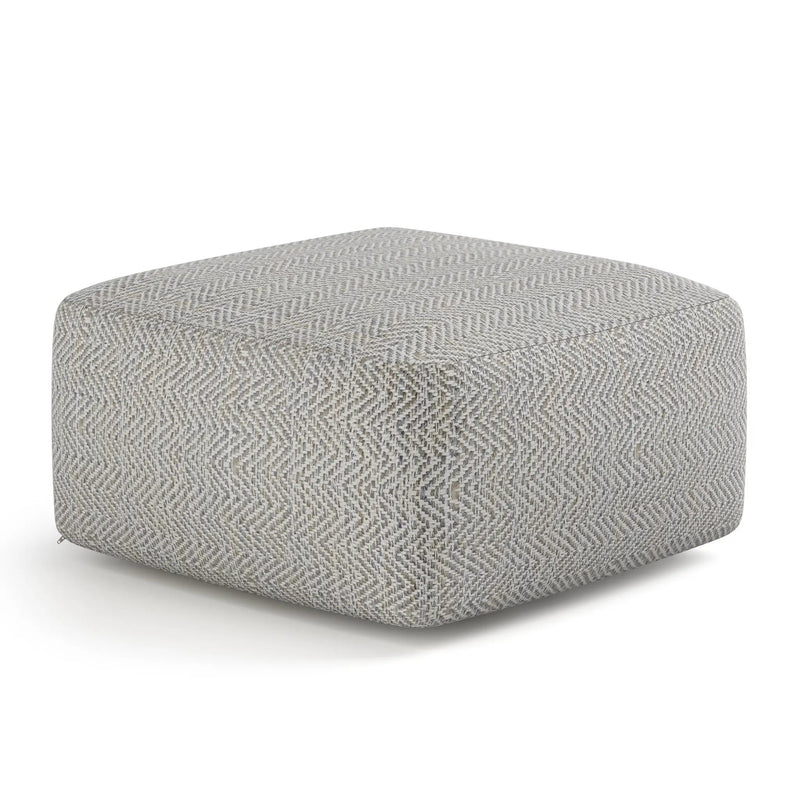 Nate Square Pouf Patterned Grey Melange by HouseOfZazla
