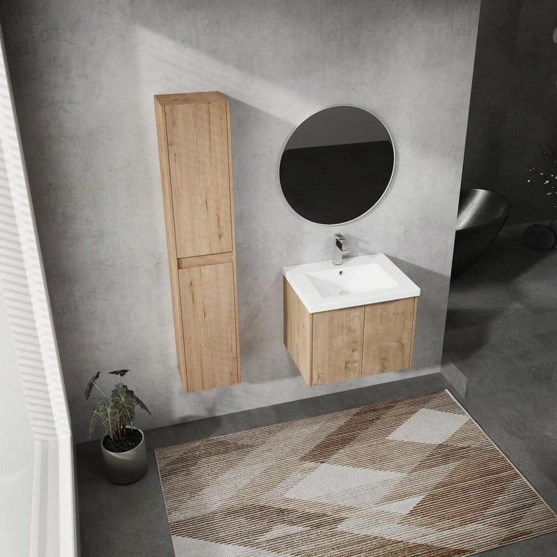 24" Wall-Mounted Bathroom Vanity With Sink and Side Cabinet by HouseOfZazla