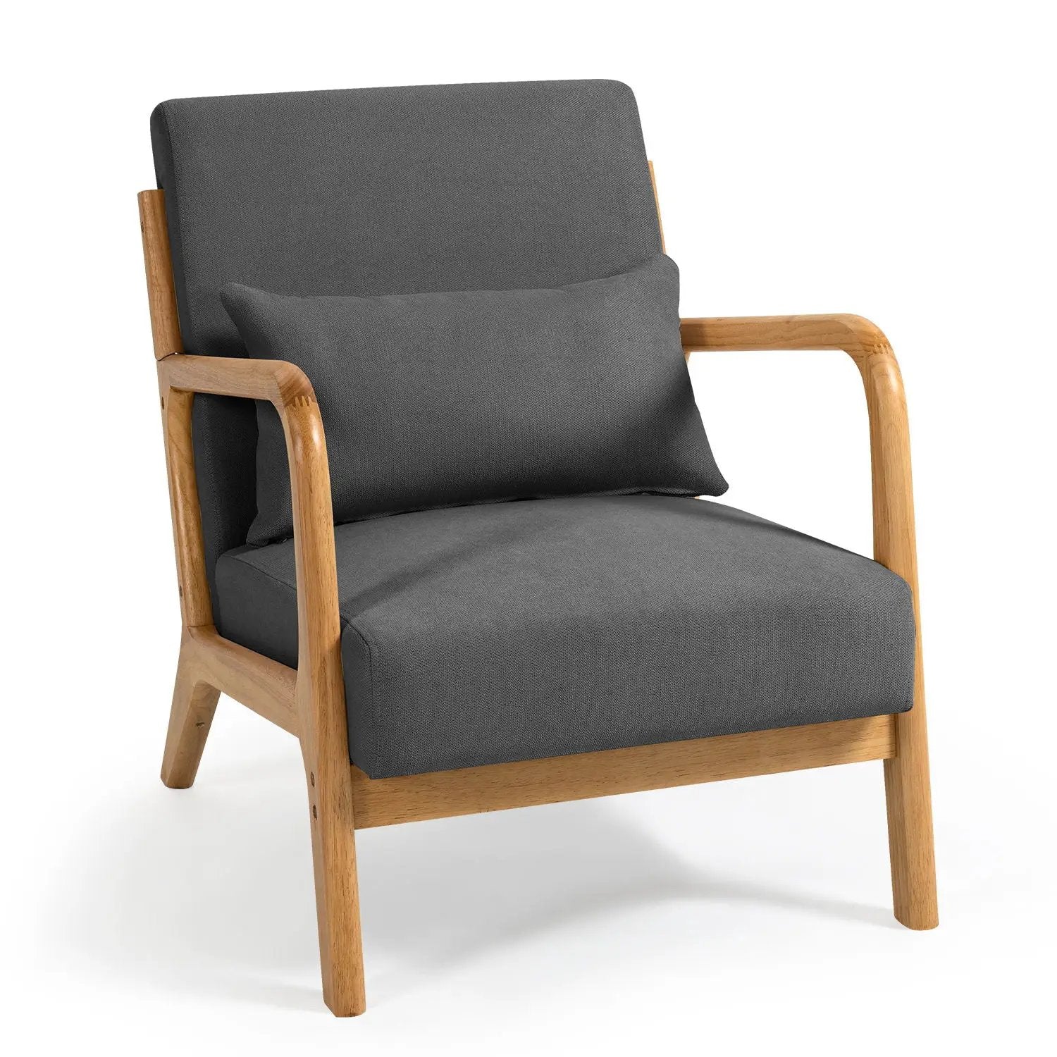 Leisure Chair With Solid Wood Armrest And Feet, Mid-Century Modern Accent Sofa, 1 Seat by HouseOfZazla