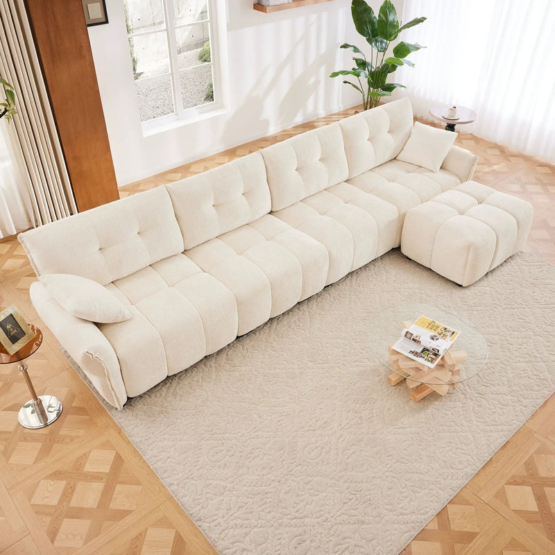 Sofa Set With Ottoman And Pillows, Textured, High Resilience Cushions by HouseOfZazla