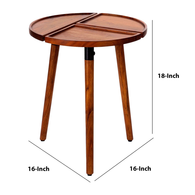 Round Acacia Wood Side Accent Table by BLAKHOM