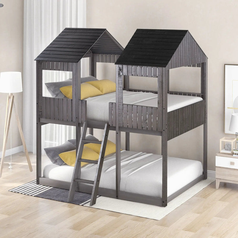 Bunk Bed With Roof, Window, Guardrail, Ladder by HouseOfZazla