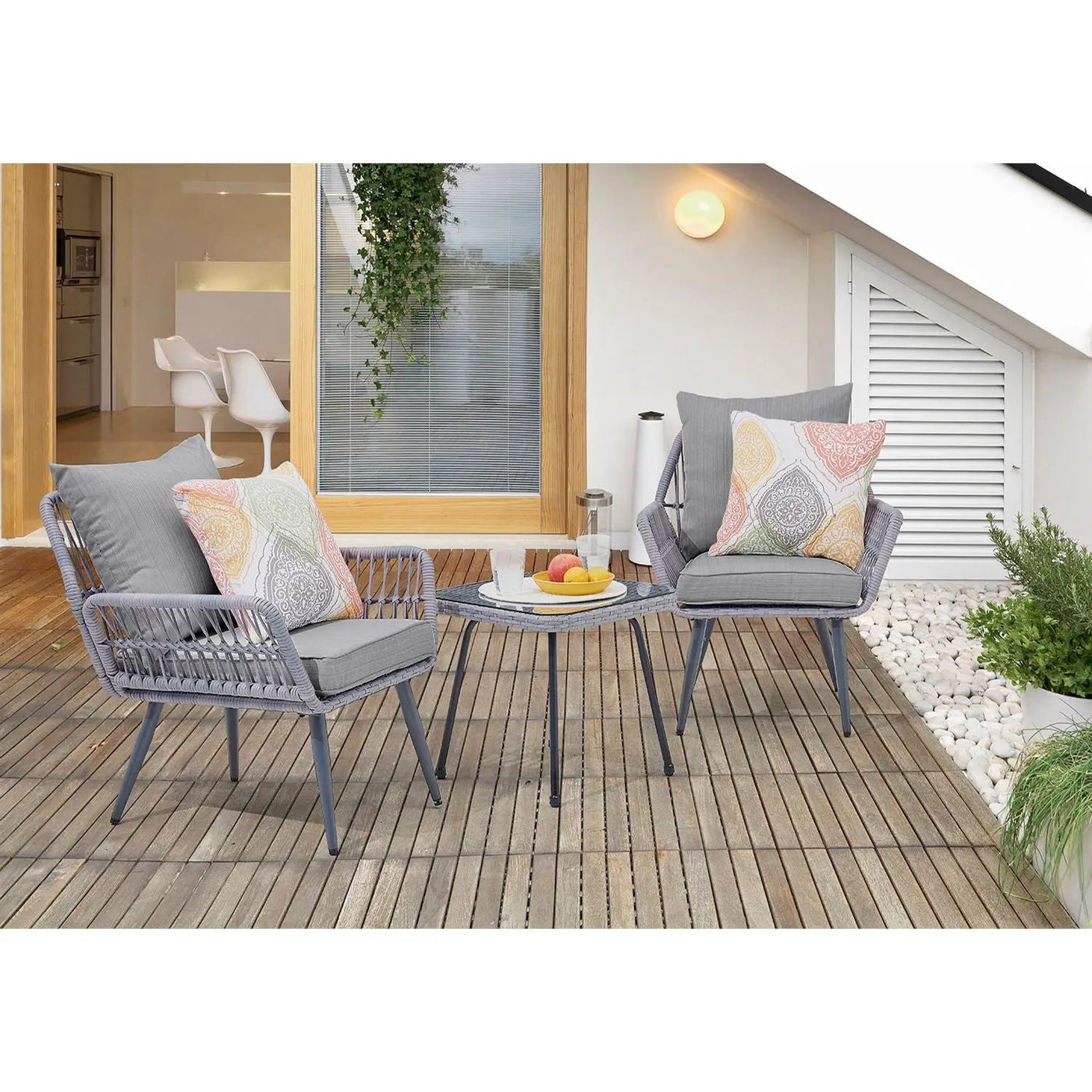 Cannes - 3 Piece Outdoor Patio Conversation Set by HouseOfZazla