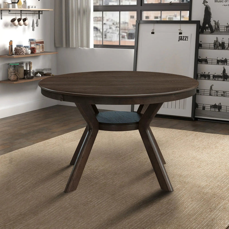 Modern Round Rubber Wood Dining Table for 4-6 by HouseOfZazla