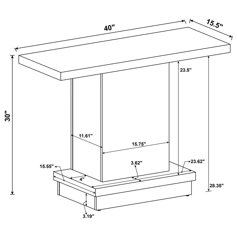 Fiona - Pedestal Console Table With Geometric Design - Cappuccino by HouseOfZazla