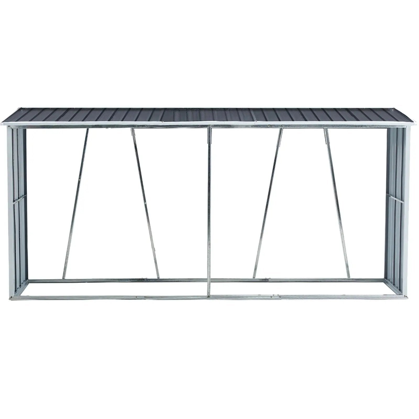 Firewood Rack, Log Holder With Roof, Log Storage, Firewood Stand For Outdoor Backyard Garden Patio Porch, Galvanized Steel - Gray by HouseOfZazla