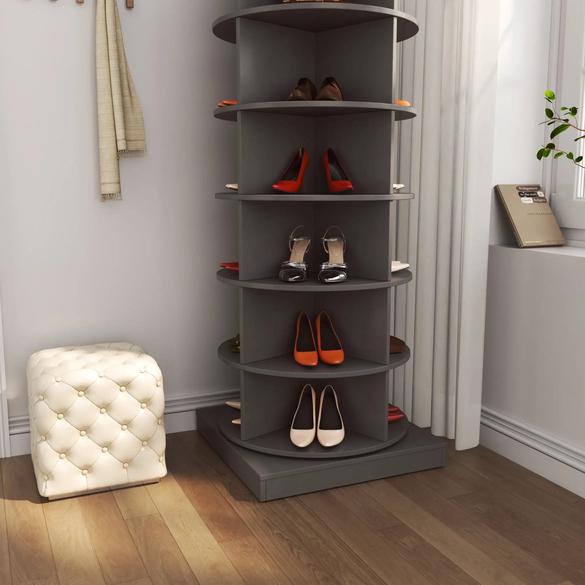 360 Rotating Shoe Cabinet 6 Layers by Unique Piece Furniture