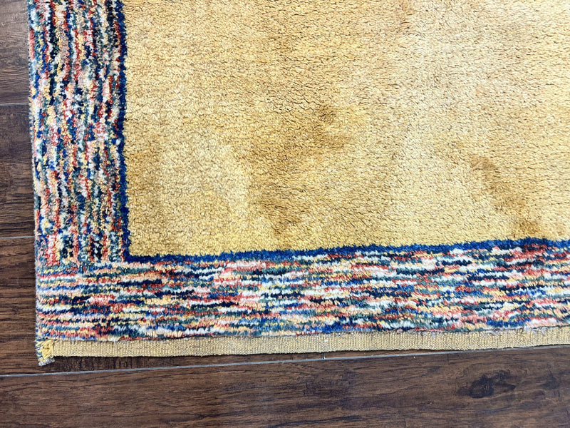 Indo Gabbeh Rug 3.7 x 5, Tribal Rug, Boho Rug, Wool Handmade Carpet by Jewel Rugs