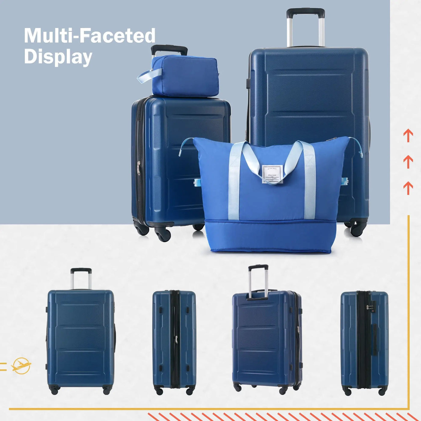 2 Piece Luggage Set With Bags Expanable Spinner Wheels ABS Lightweight Suitcase With Tsa Lock 20" / 28" by HouseOfZazla