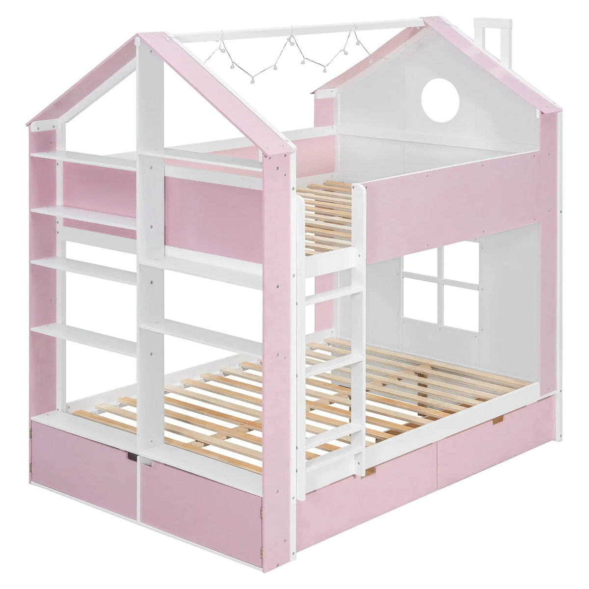 Full Size Bunk Bed with Storage Drawers & Shelves by HouseOfZazla