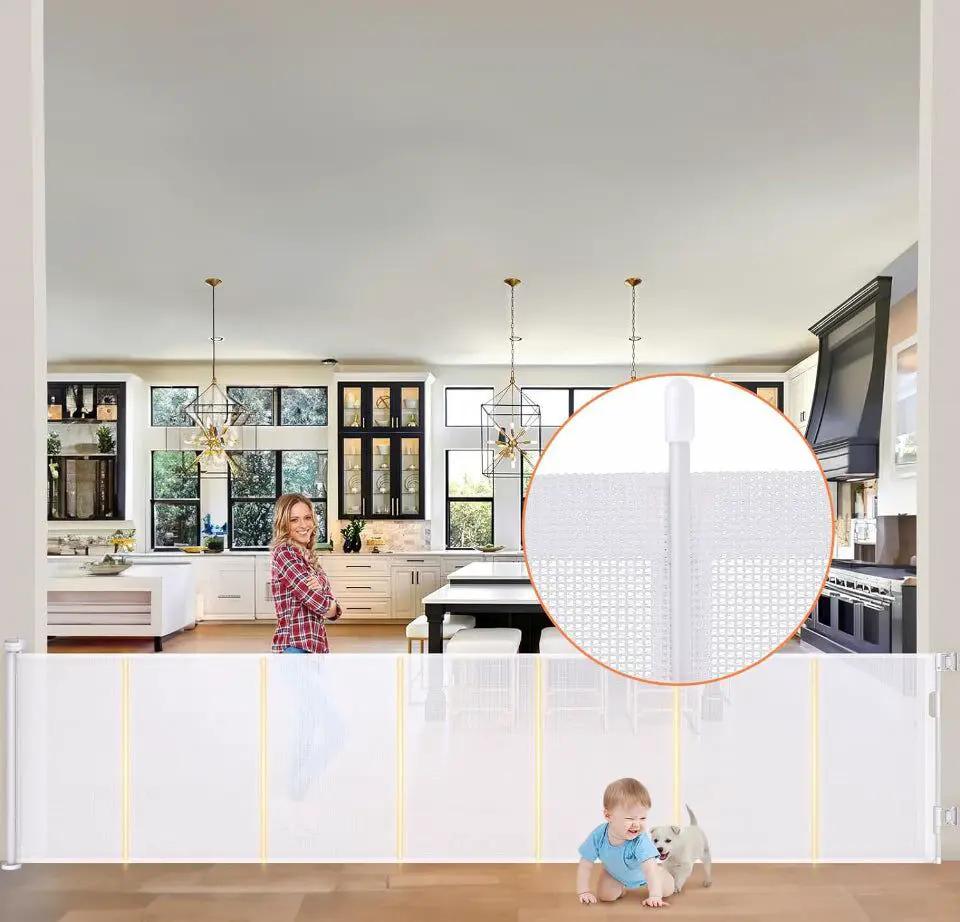 HDUYFYD 120 Inches Extra Wide Retractable Baby Gates, 35" Tall Baby Gates for Large Openings, Upgraded Retractable Gate with Fiberglass, Extra Large P by Selzalot