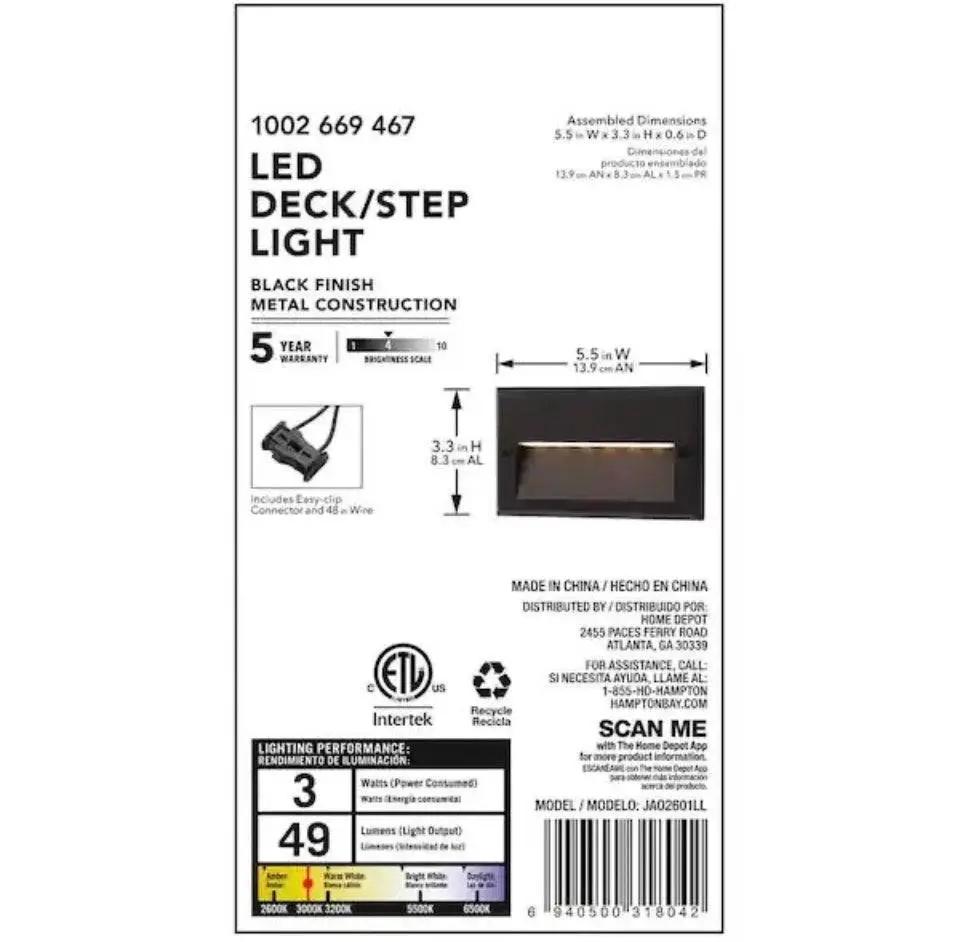 Hampton Bay 49 Lumen 5.5 in. Low Voltage Black Integrated LED Deck Light by Selzalot