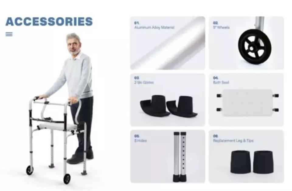Open Box ElphGuard 4in1 Walkers for Seniors, Front Wheeled Walker, 2 Wheel Standard Walker by Selzalot