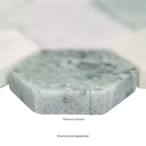 Open Box MSI Icelandic Green 2 in. Hexagon 12 in. x 12 in. x 0.38 in. Polished Marble Mesh-Mounted Mosaic Tile (9.8 sq. ft./case) by Selzalot