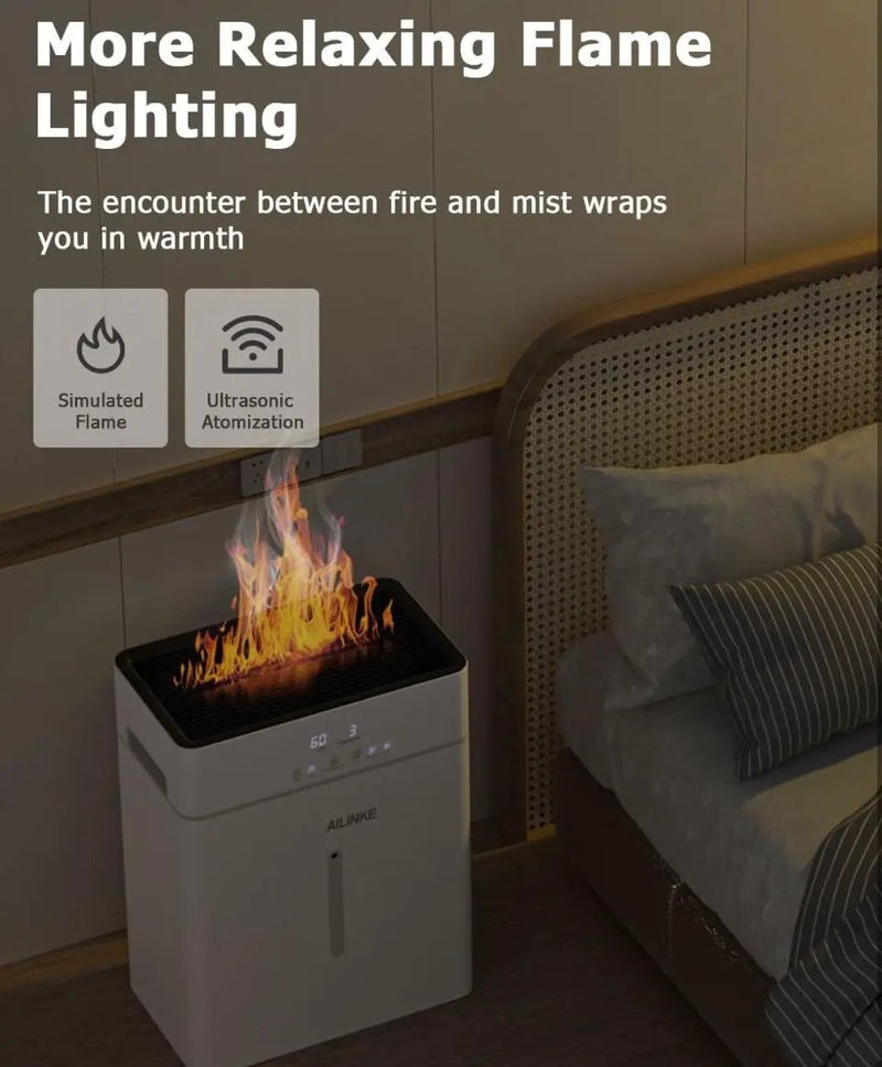 Open Box Humidifiers for Bedroom Large Room, AILINKE Cool and Warm Mist Humidifier 10L/2.64Gal, 12H Timer, 3 Speed, Top Fill, Simulated Flame by Selzalot