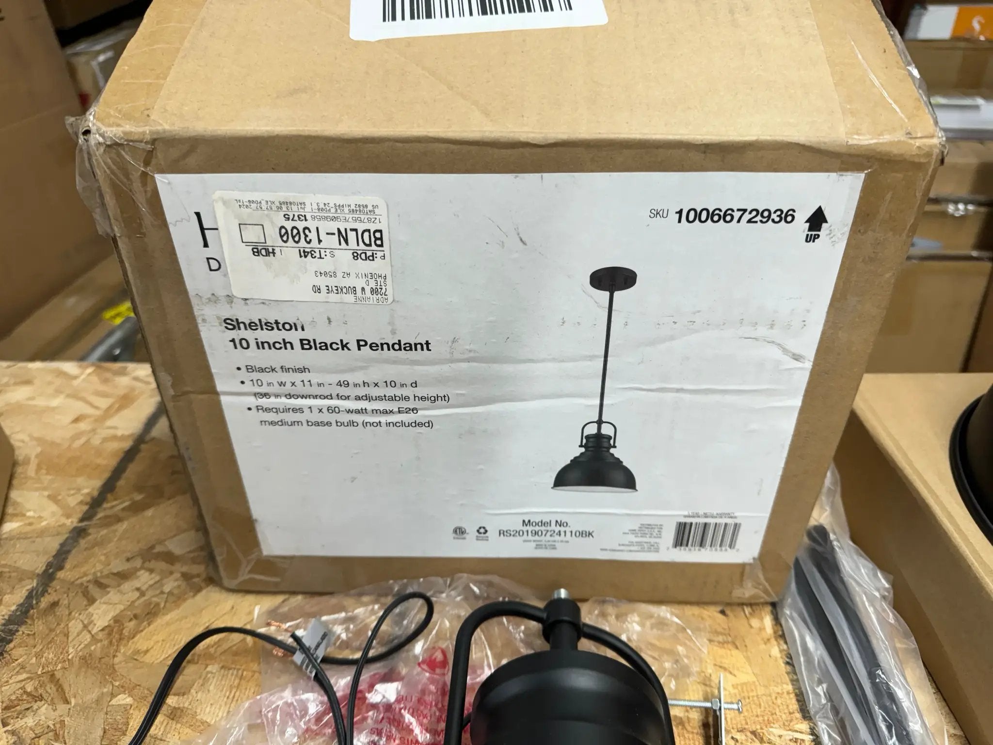 Home Decorators Collection Shelston 10 in. 1-Light Black Farmhouse Pendant Light Fixture with Metal Shade by Selzalot