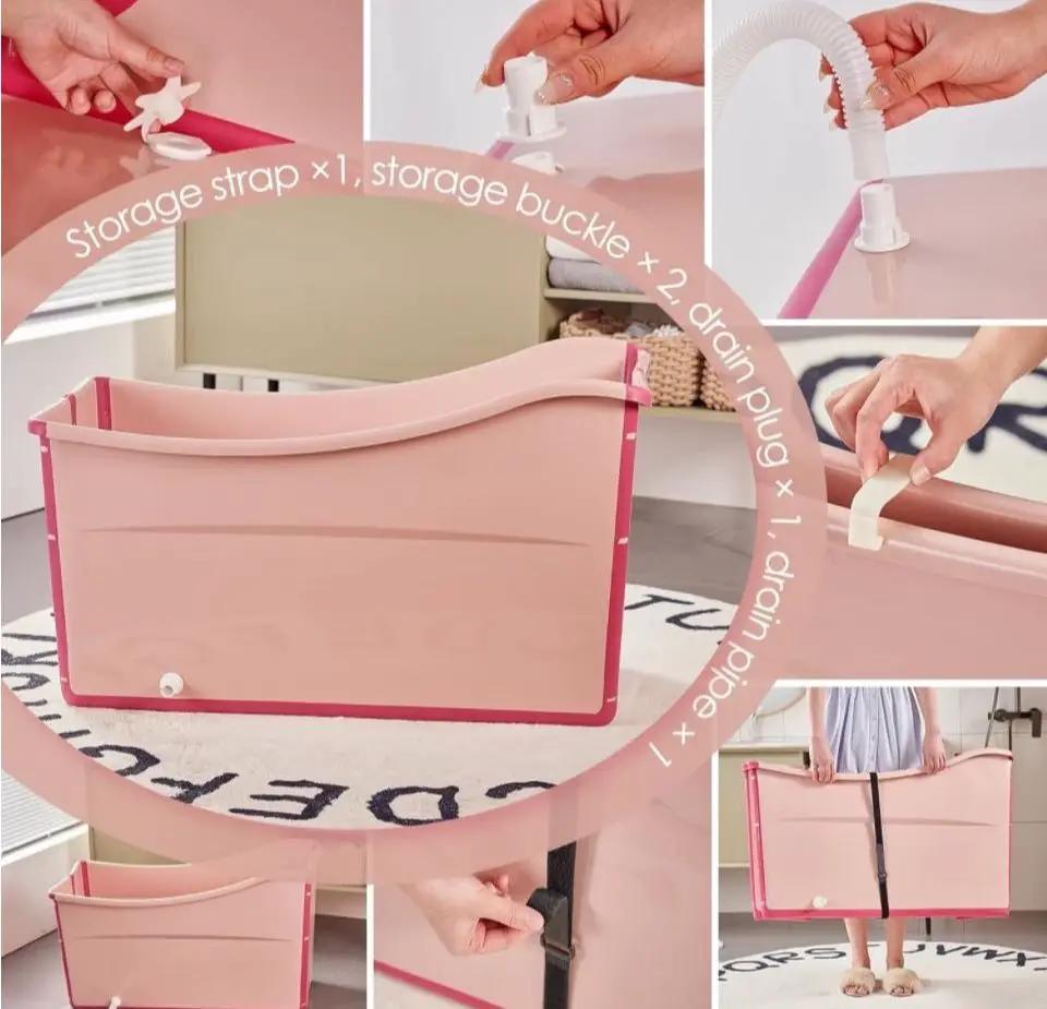 Joyingbaby Large Foldable Bathtub for Toddler Collapsible Baby Bathtub Portable Bath tub Lightweight for Children Twins Petite Adult by Selzalot