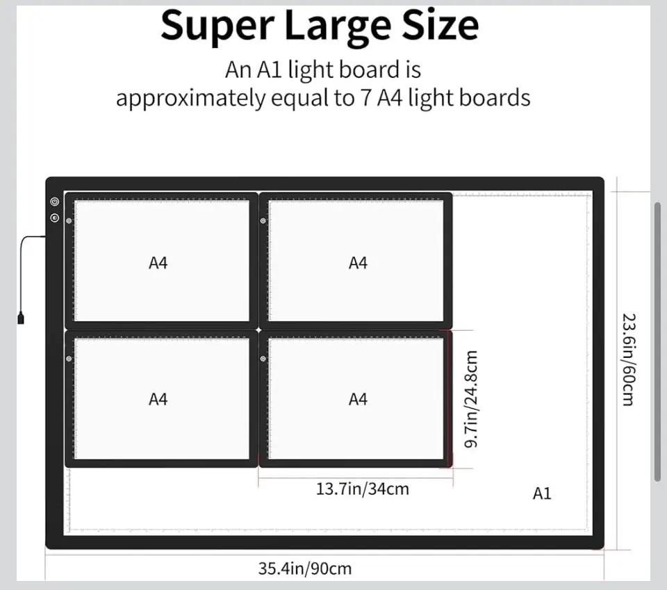 Open Box TOHETO Rechargeable A1 Light Pad 35.4"x23.6", Large LED Light Board for Diamond Painting, 3-Color Modes Light Box, 5 Levels/Stepless Dimming Light Table, Lightbox for Tracing and Drawing, Sketching by Selzalot