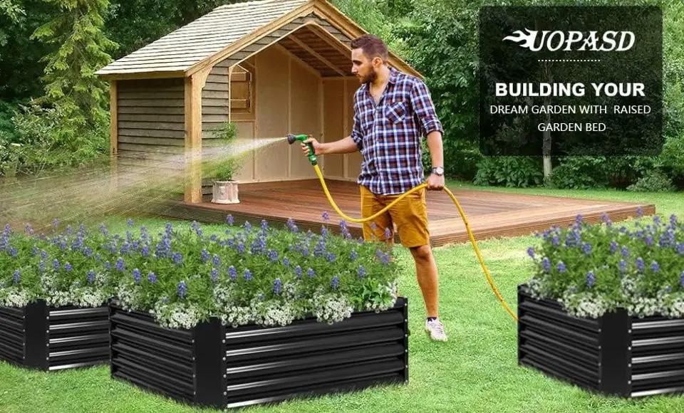 Brand New UOPASD Galvanized Raised Garden Bed kit, 6.5x4x1.5ft Metal Large Planter Box, Stock Tank Outdoor for Vegetables, Flowers, Herbs Black Grey by Selzalot