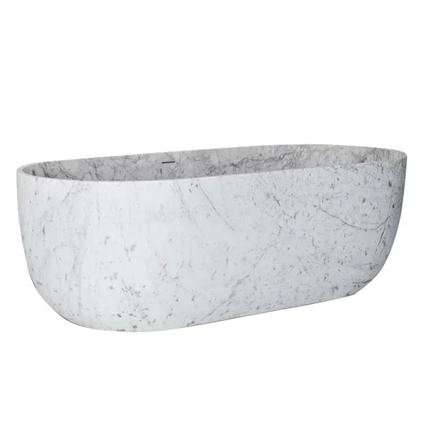 Statuario White Marble Bathtub Hand-carved from Solid Marble Block (W)32" (L)67" (H)20" by GobekDesign
