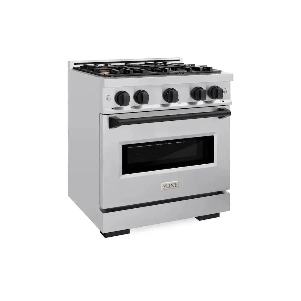 ZLINE 30" Classic Gas Range, Convection Gas Oven Stainless Steel, Matte Black CGRZ-30-MB by Farmhouse Kitchen and Bath
