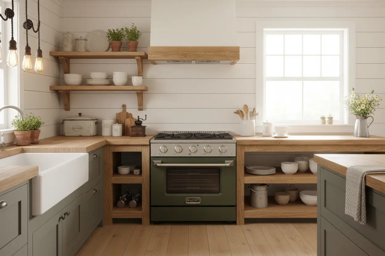 Kucht 30" Propane Range, Stainless Steel, Olive Green Oven Door, KNG301/LP-OG by Farmhouse Kitchen and Bath