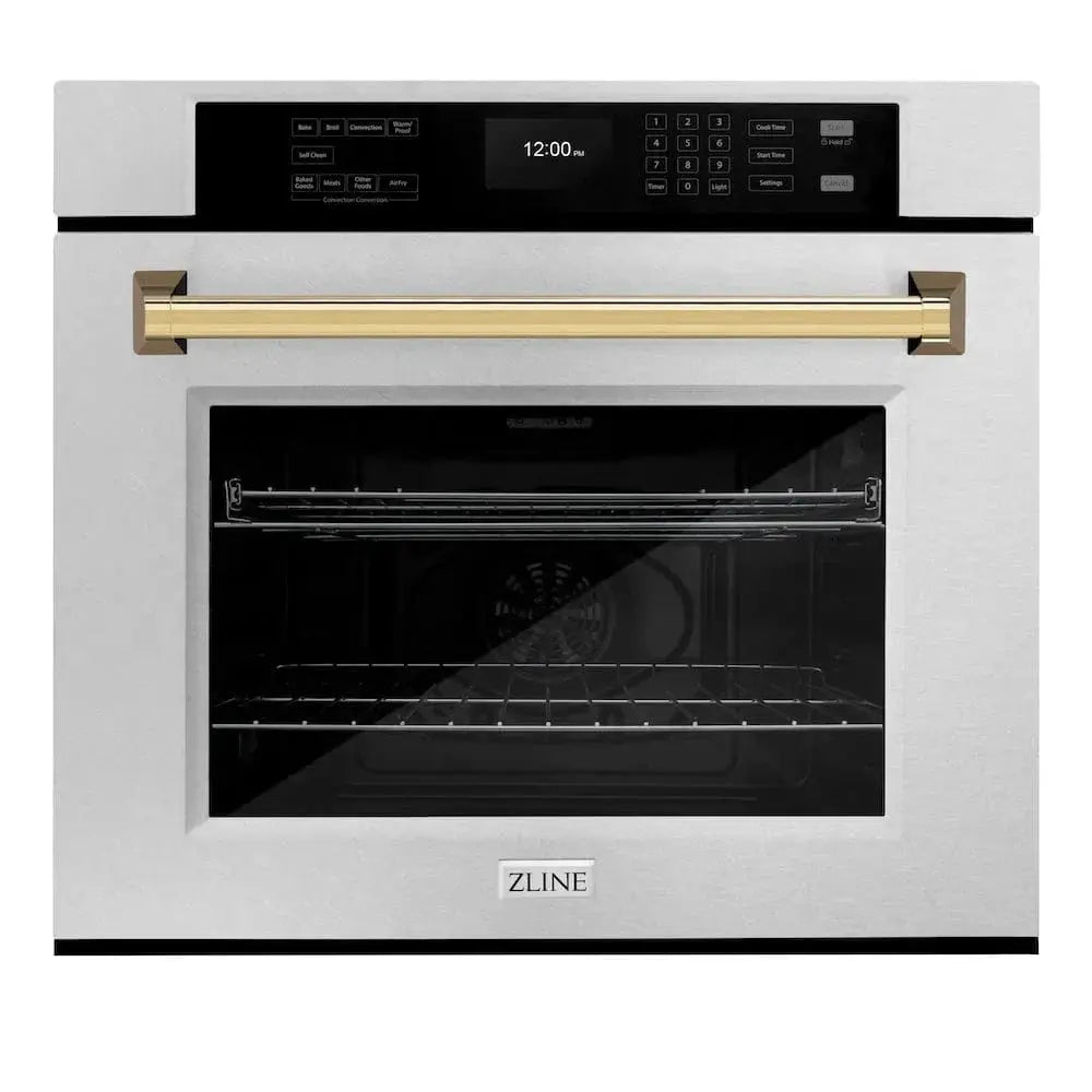 ZLINE 30"Professional True Convection Single Wall Oven, Air Fry, Self Clean, DuraSnow® Gold WASSZ-30-G by Farmhouse Kitchen and Bath