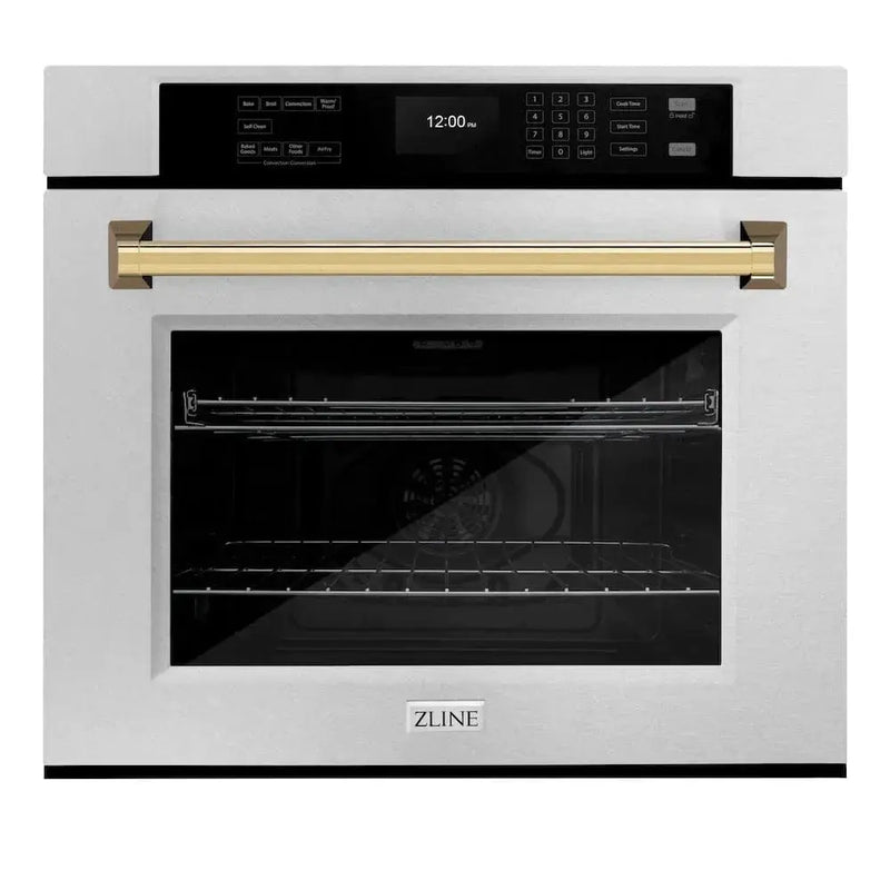 ZLINE 30"Professional True Convection Single Wall Oven, Air Fry, Self Clean, DuraSnow® Gold WASSZ-30-G by Farmhouse Kitchen and Bath