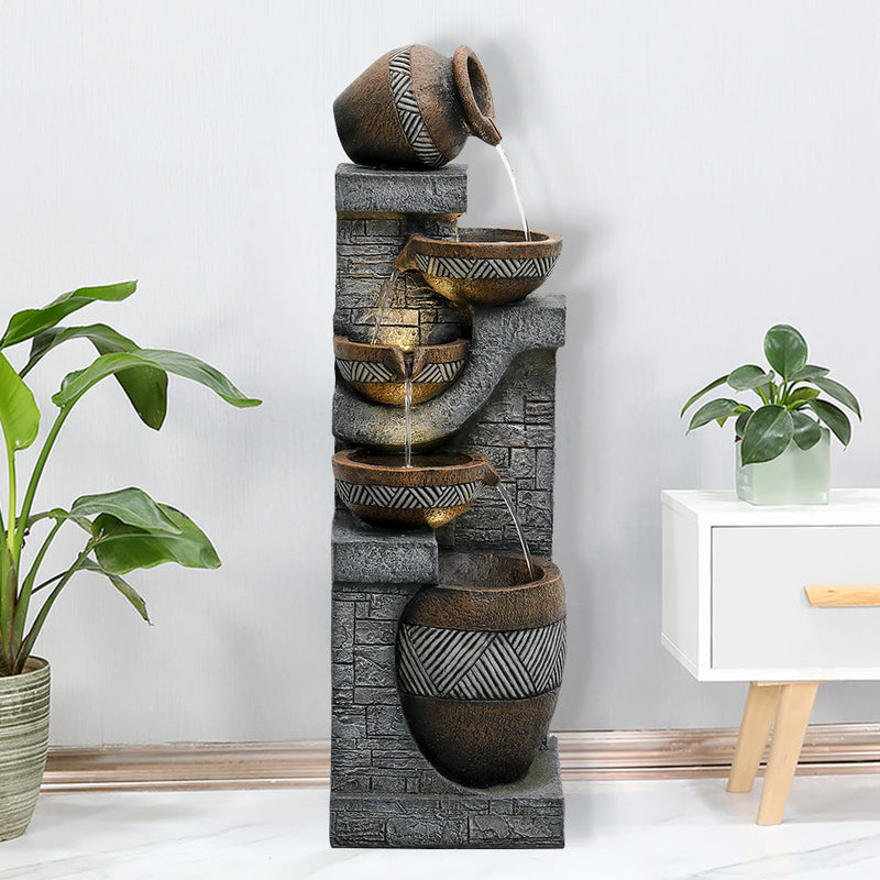 Resin Carved Clay Urn Outdoor Water Fountain 42 Inch, photo 4 of 12