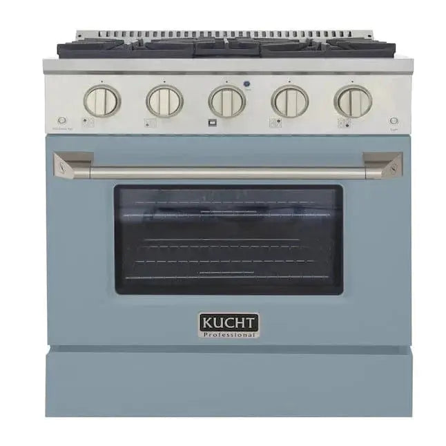 Kucht 30" Propane Range, Stainless Steel, Light Blue Oven Door, KNG301/LP-LB by Farmhouse Kitchen and Bath