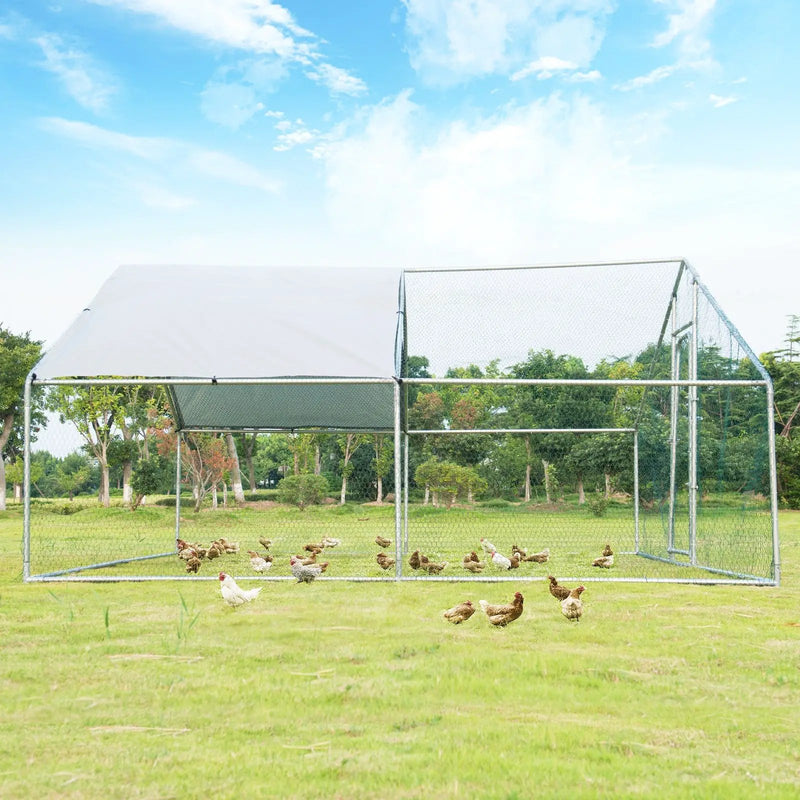 13 x 13 Feet Walk-in Chicken Coop with Waterproof Cover for Outdoor Backyard Farm by DirectDeals