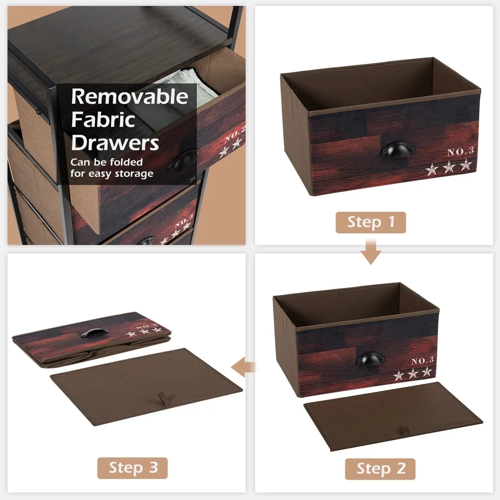 Industrial 4 Fabric Drawers Storage Dresser with Fabric Drawers and Steel Frame by DirectDeals