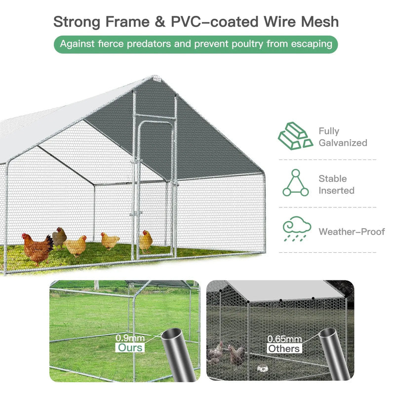 13 x 13 Feet Walk-in Chicken Coop with Waterproof Cover for Outdoor Backyard Farm by DirectDeals