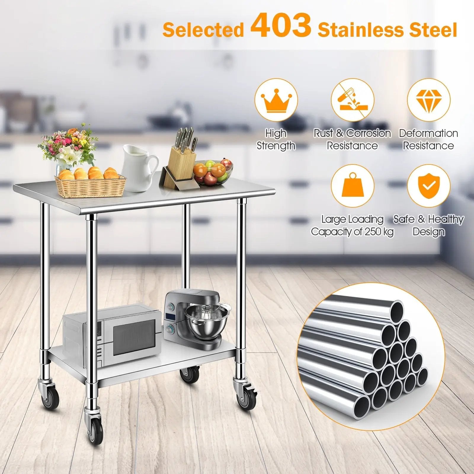 Stainless Steel Commercial Kitchen Prep and Work Table by DirectDeals