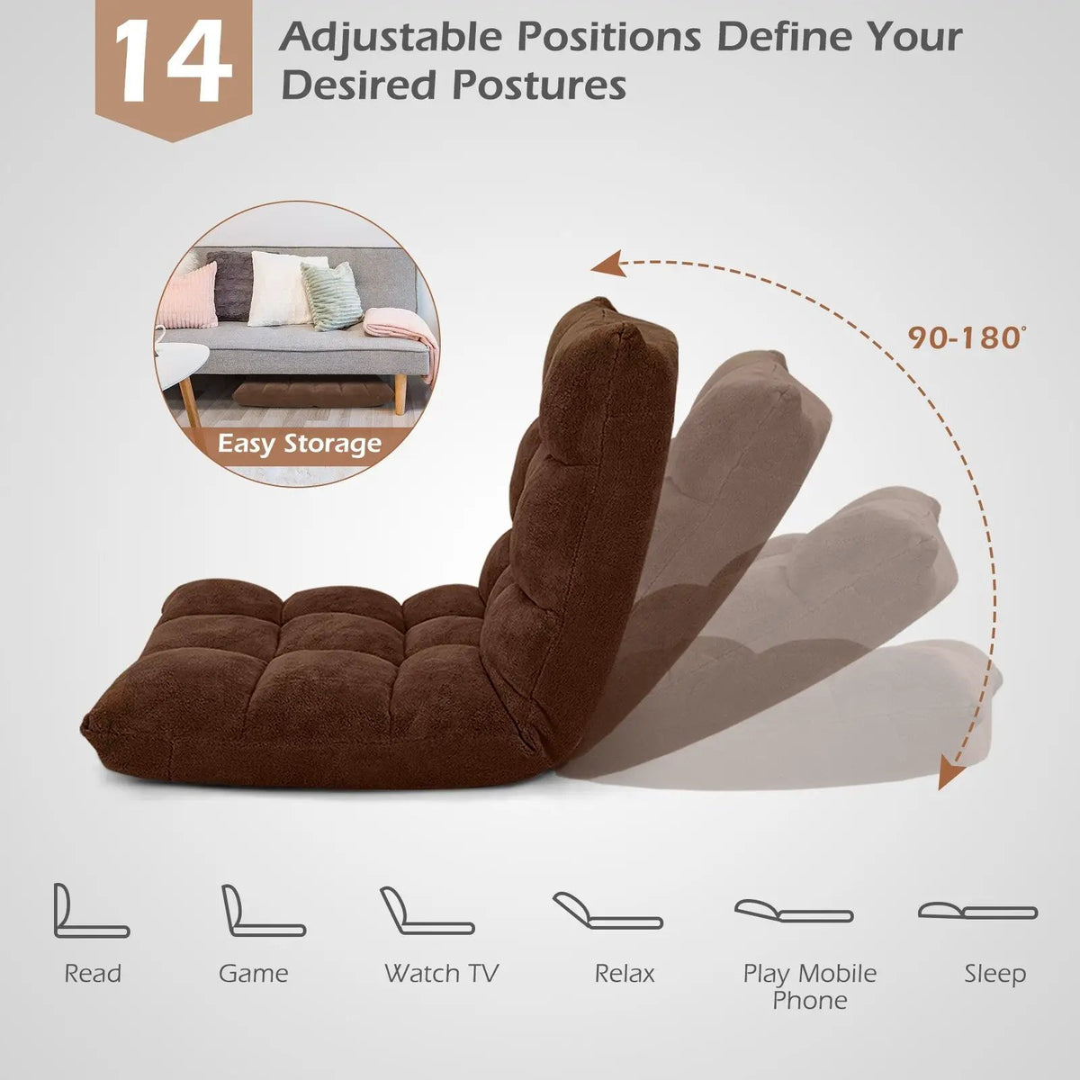 Adjustable 14-position Cushioned Floor Chair, photo 8 of 19