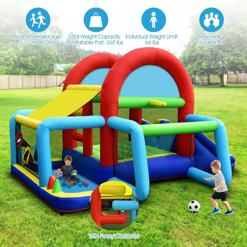 Inflatable Jumping Castle Bounce House with Dual Slides and 480W Blower by DirectDeals