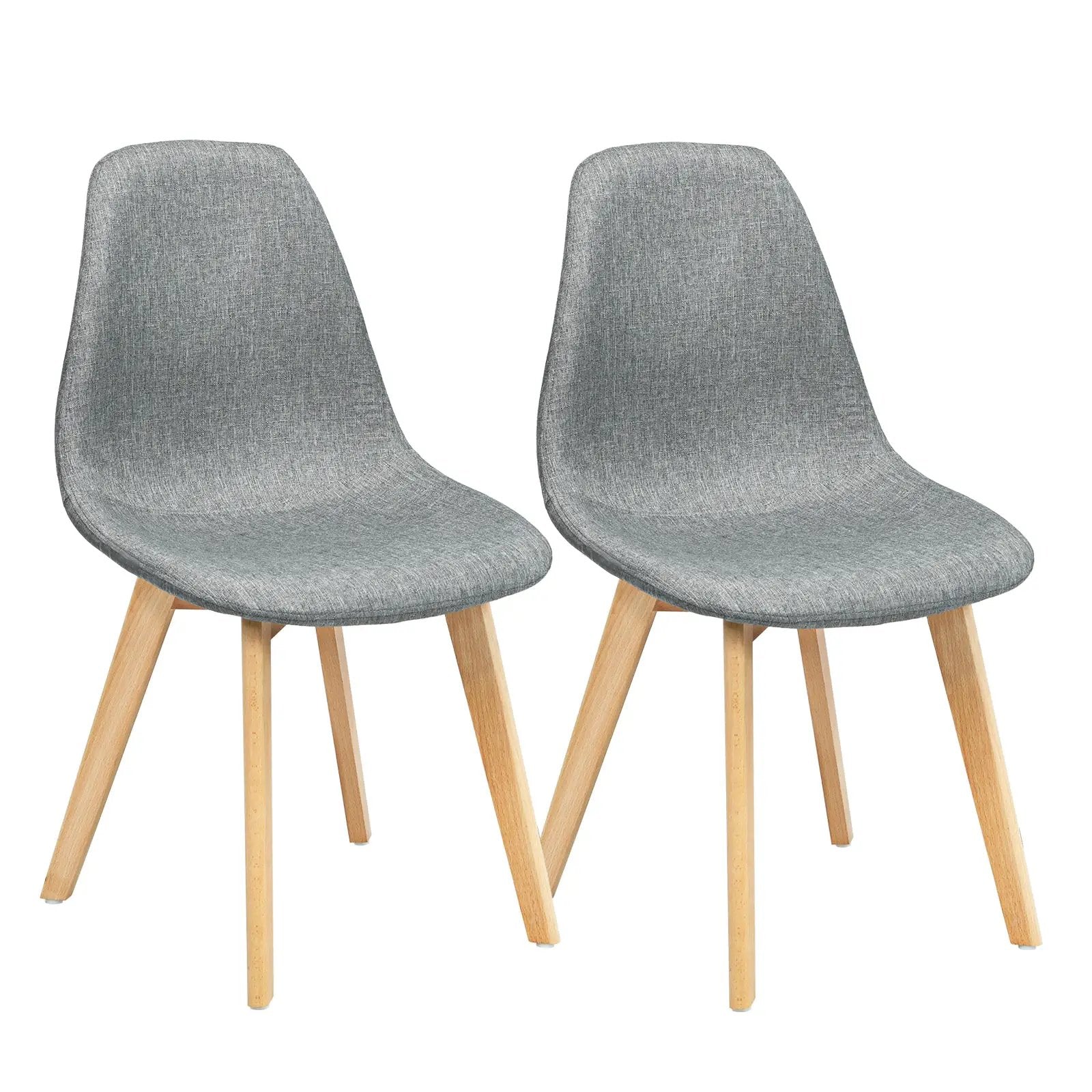 2 Pieces Modern Dining Chair Set with Wood Legs and Fabric Cushion Seat by DirectDeals