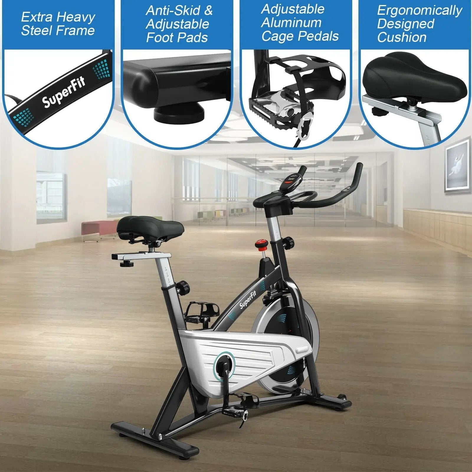 Magnetic Stationary Bike with Heart Rate by DirectDeals